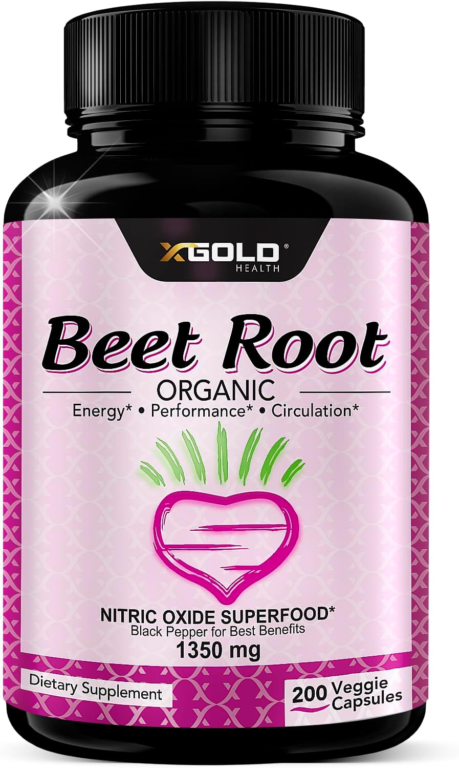 Organic Beet Root Powder 1350mg 200 Veggie caps Made in USA