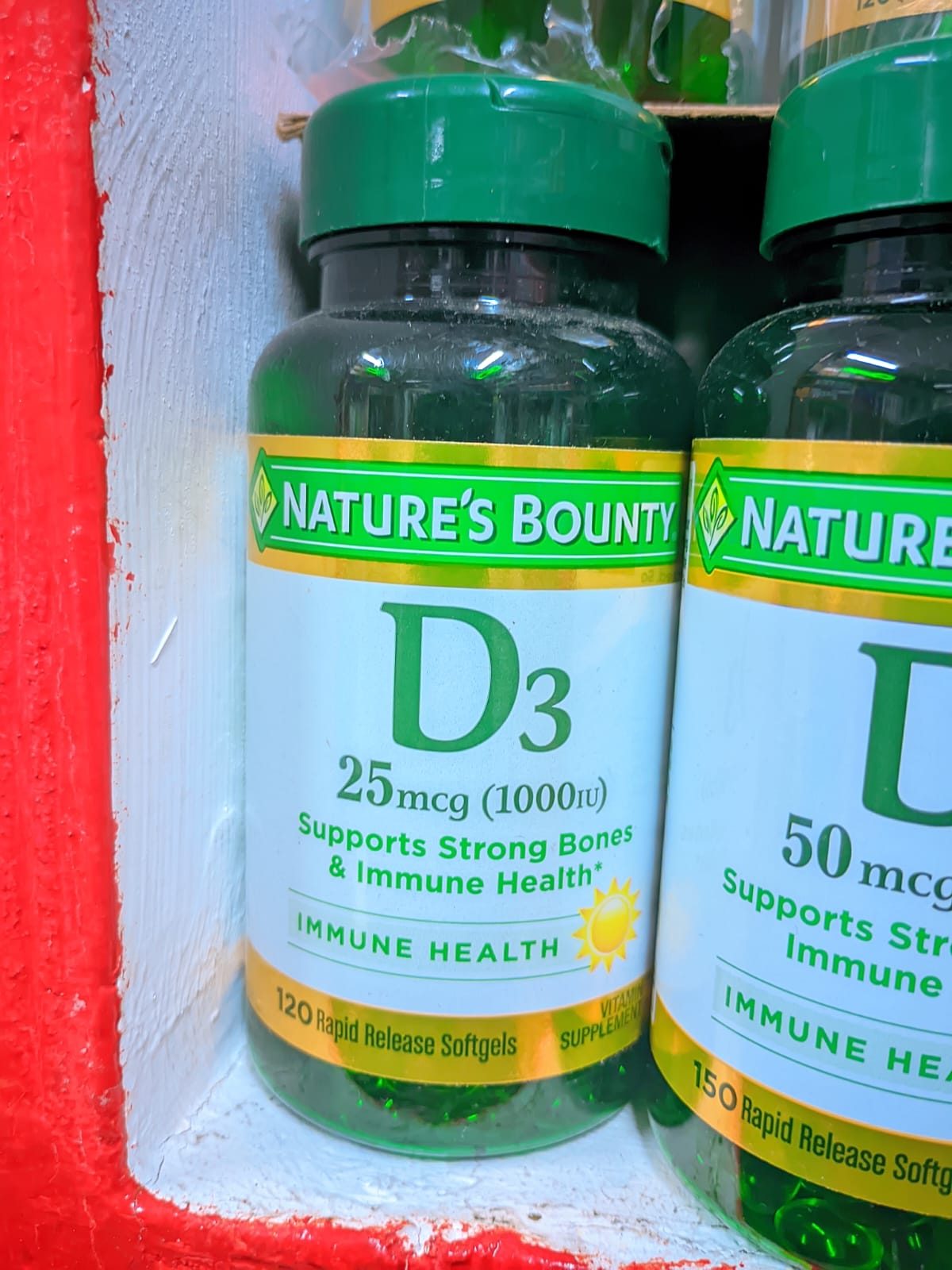 Nature's Bounty Vitamin D3 25mgc 1000 IU, Immune Support, Helps Maintain Healthy Bones, 120 Rapid Release Softgels