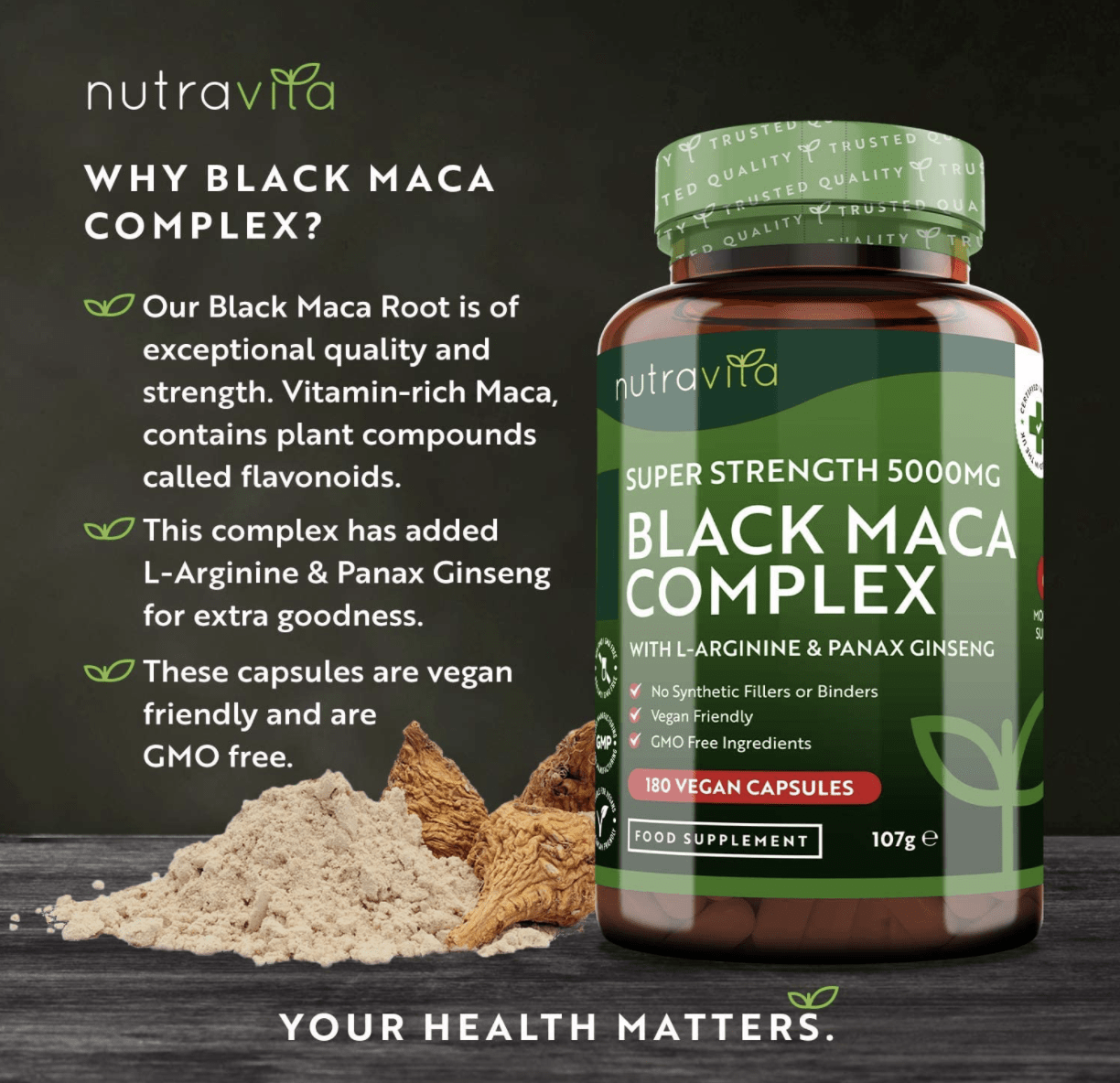 Nutravita Black Maca Complex 5000mg – 180 Vegan Capsules