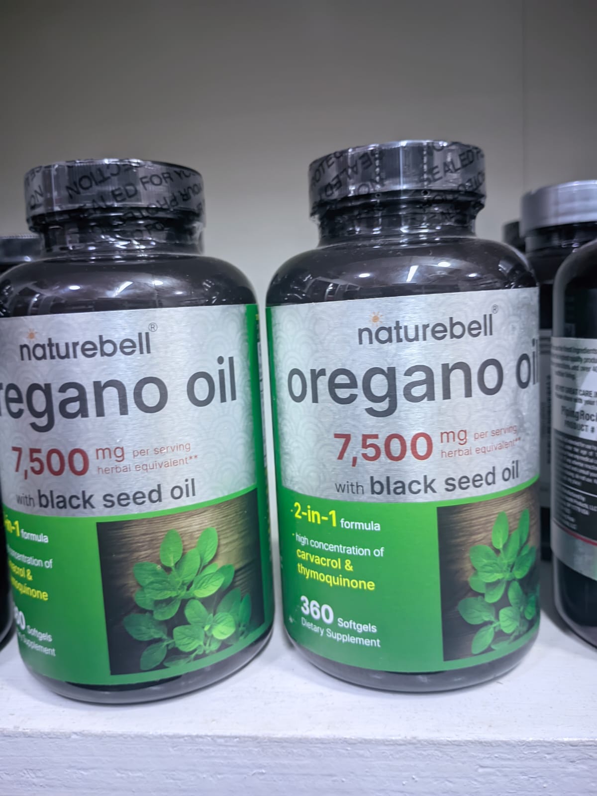 NatureBell Oregano Oil 7,500mg with Black Seed Oil – Immune & Digestive Support | 360 Softgels