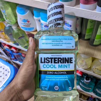 Listerine Zero Alcohol-Free Cool Mint Mouthwash for 24-Hour Fresh Breath, 750 ml Bottle